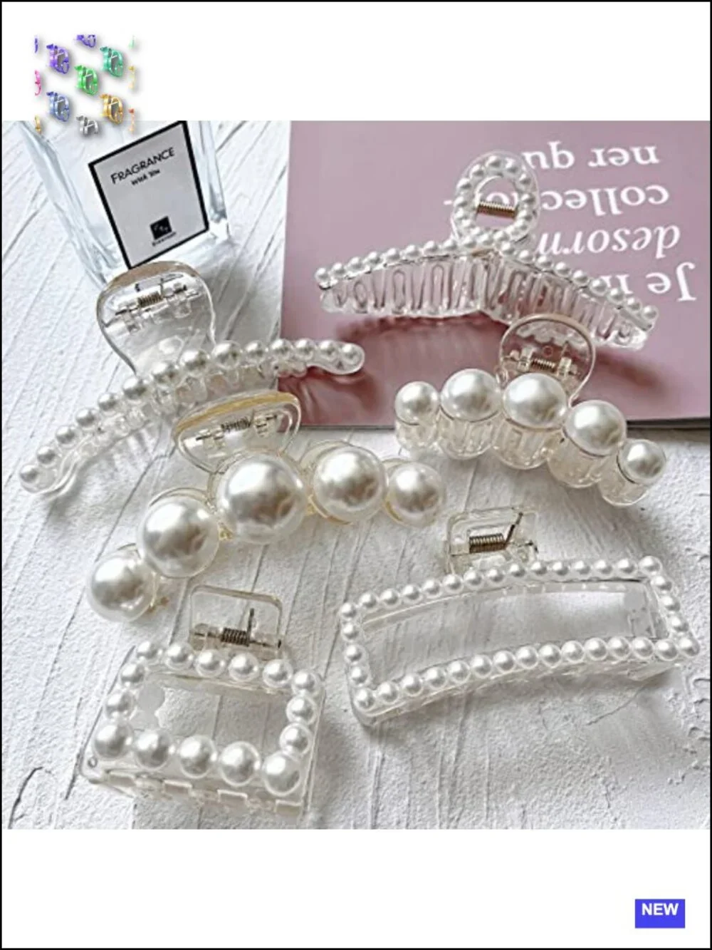 6 Large Pearl Claw Clips for Women Non-Slip Hair Clips Set